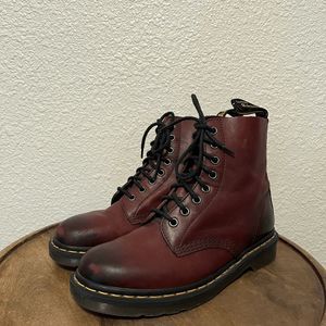 Dr. Martens Virginia Leather Cherry Red Pascal Lace-Up Boots Women's Size 9